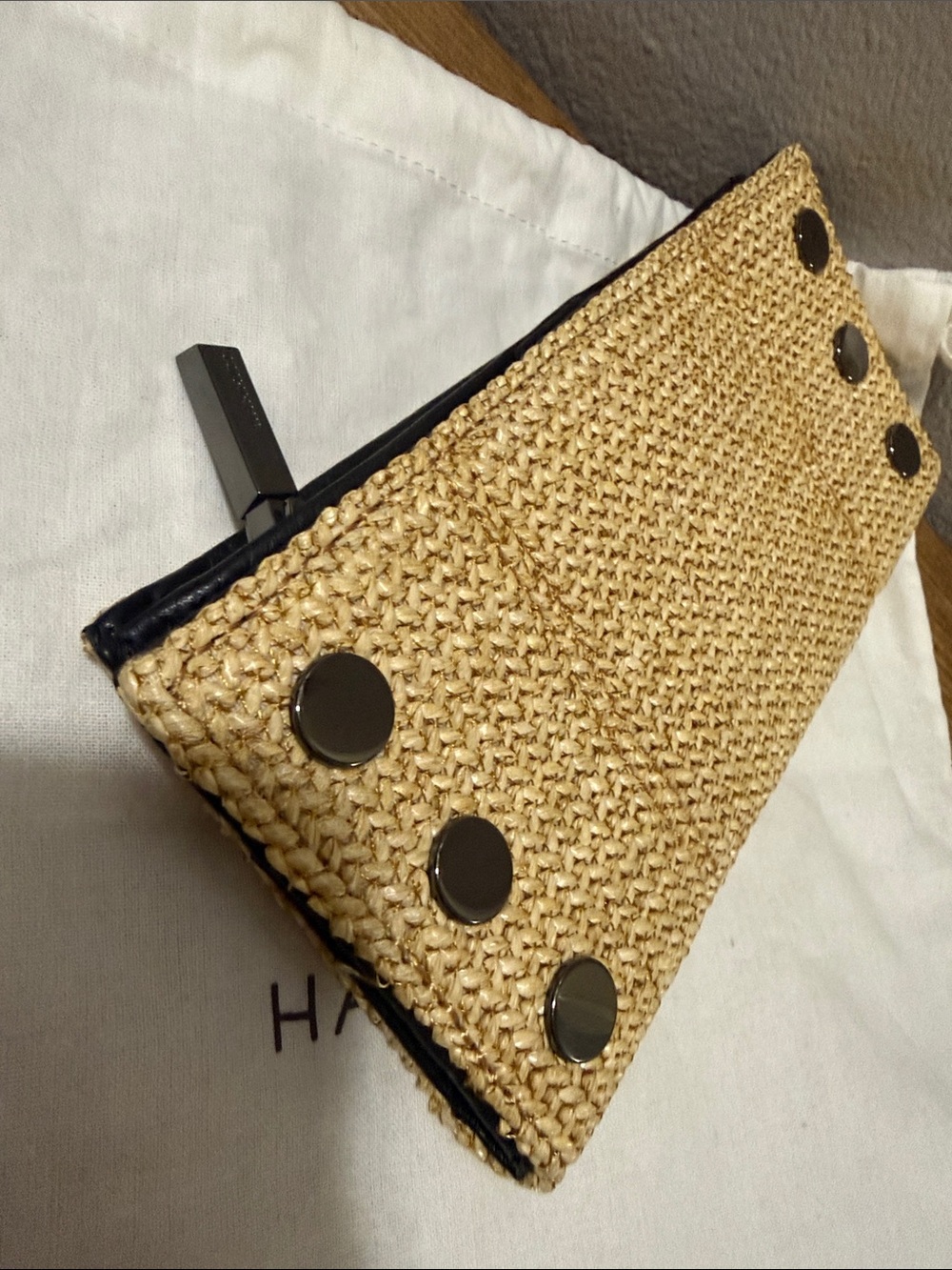 Hammitt 110 North Chaparral Raffia/Gunmetal Wallet; Preloved; Dust-bag - Picture 10 of 13